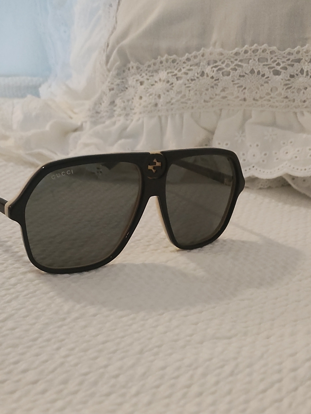 Gucci Black Sunglasses with Gold Accent